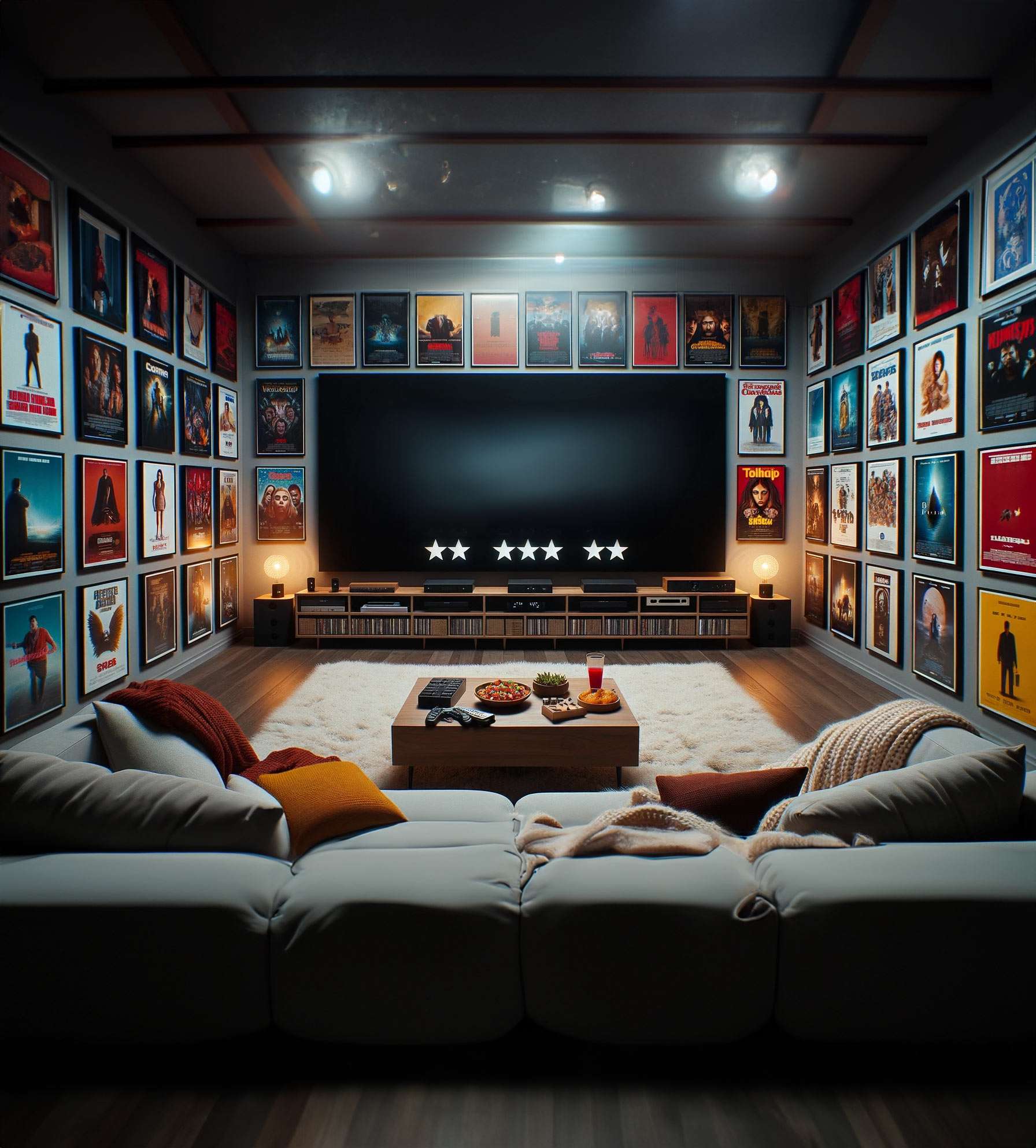 Heimkino mit Posterwand und gemütlicher Couch