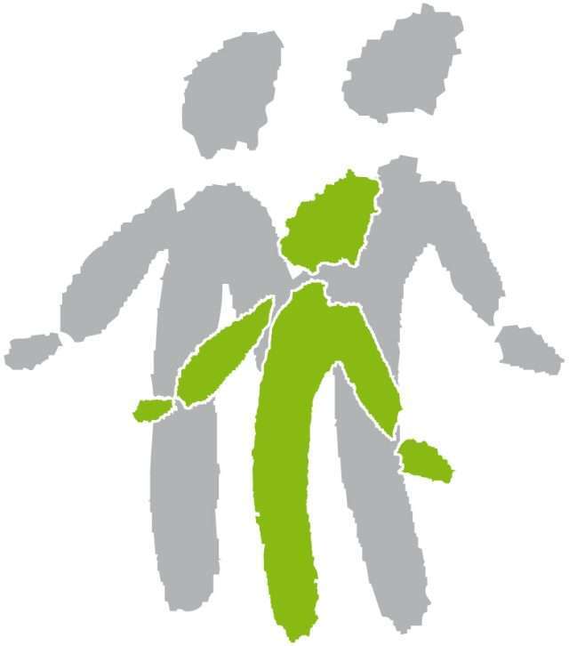 Symbolische Familie mit grünem Kind